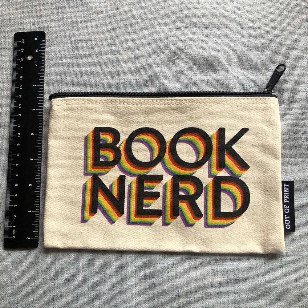 Out of Print Multicolor Book Nerd Canvas Pouch